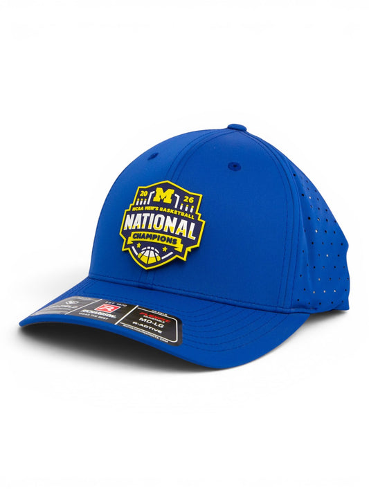 Michigan Wolverines 2026 Basketball National Champions 3D Laser Perf R-Flex Cap- Royal