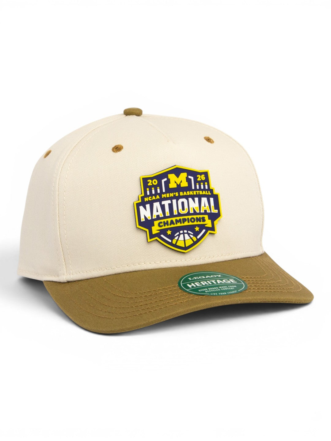 Michigan Wolverines 2026 Basketball National Champions 3D Snapback Twill Cap- Stone/ Brown
