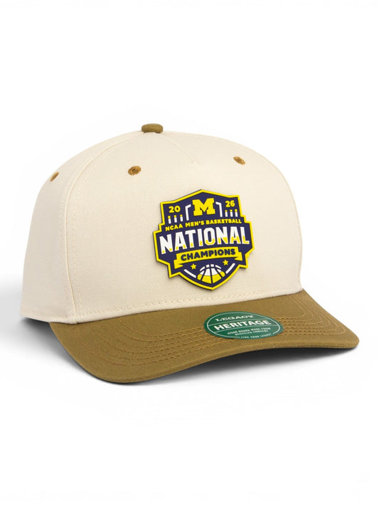 Michigan Wolverines 2026 Basketball National Champions 3D Snapback Twill Cap- Stone/ Brown
