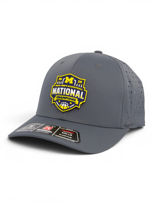 Michigan Wolverines 2026 Basketball National Champions 3D Laser Perf R-Flex Cap- Charcoal