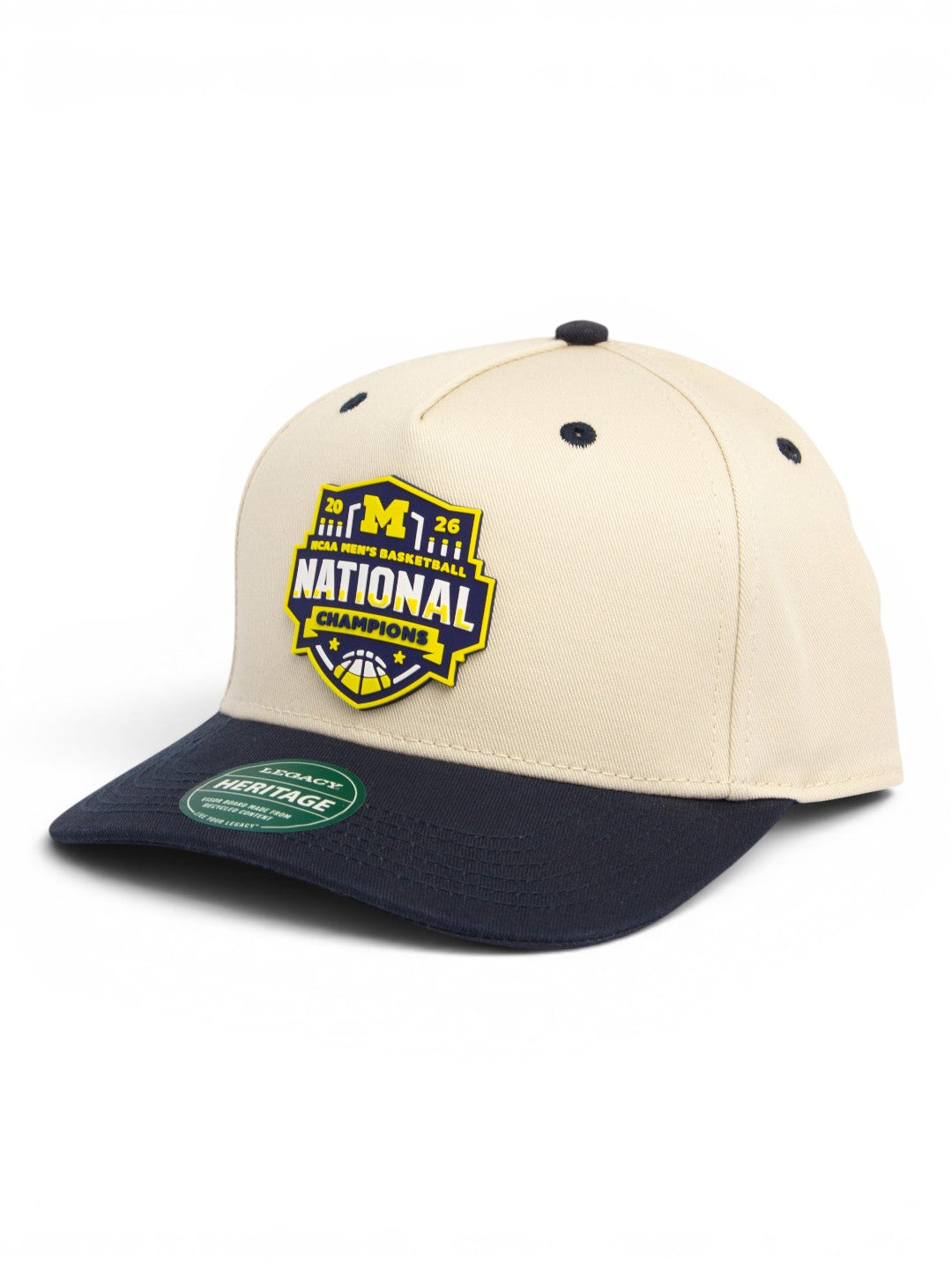 Michigan Wolverines 2026 Basketball National Champions 3D Snapback Twill Cap- Stone/ Navy