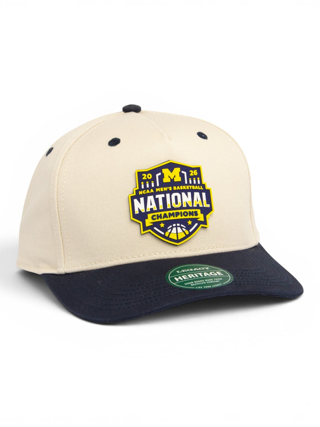 Michigan Wolverines 2026 Basketball National Champions 3D Snapback Twill Cap- Stone/ Navy