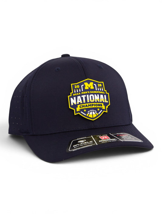 Michigan Wolverines 2026 Basketball National Champions 3D Laser Perf R-Flex Cap- Navy