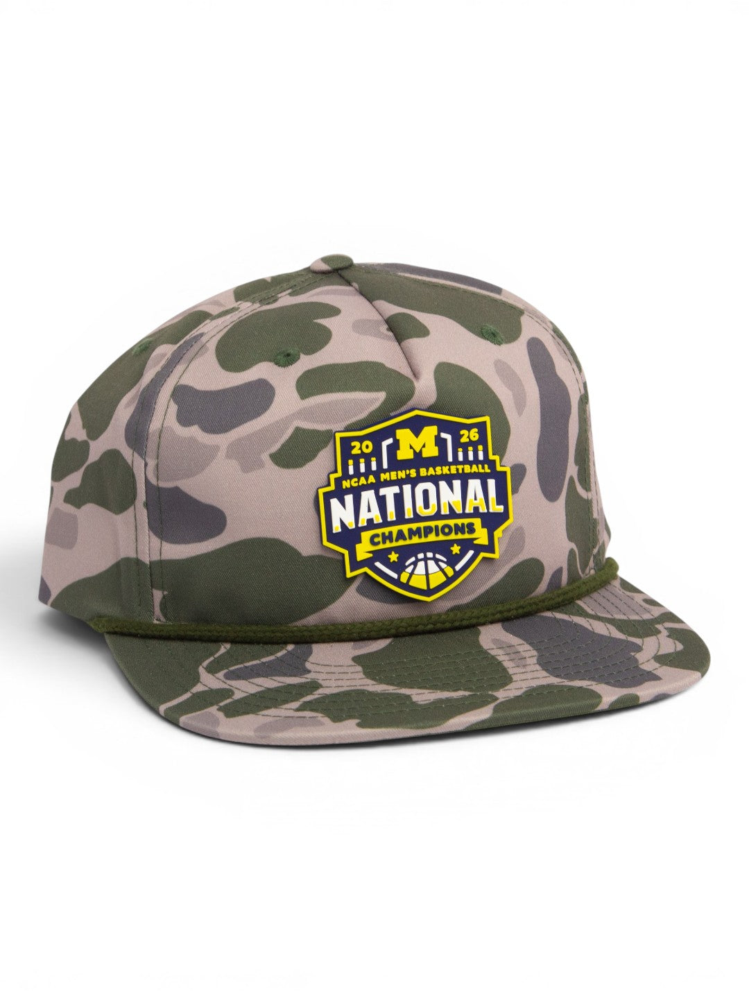 Michigan Wolverines 2026 Basketball National Champions 3D Umpqua Rope Hat- Marsh Duck Camo/ Olive Green