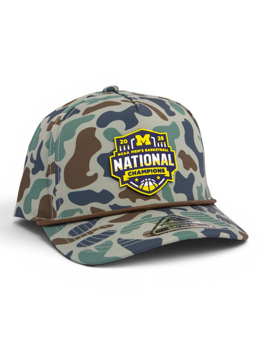 Michigan Wolverines 2026 Basketball National Champions 3D Duck Camo Rope Hat- Mallard