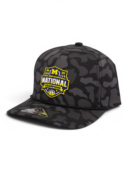 Michigan Wolverines 2026 Basketball National Champions 3D Duck Camo Rope Hat- Blackout