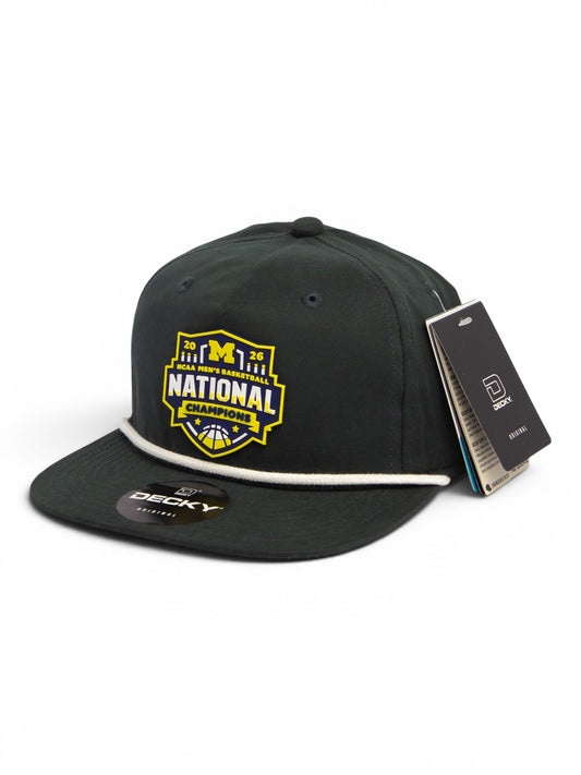 Michigan Wolverines 2026 Basketball National Champions 3D Classic Rope Hat- Charcoal/ White