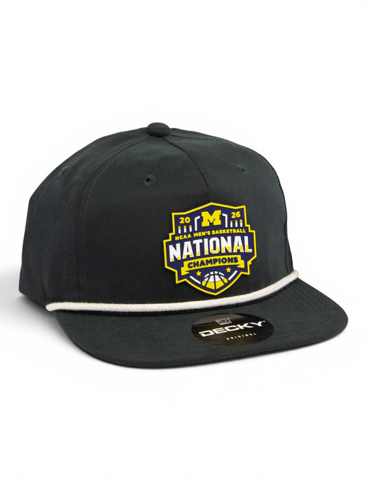 Michigan Wolverines 2026 Basketball National Champions 3D Classic Rope Hat- Charcoal/ White