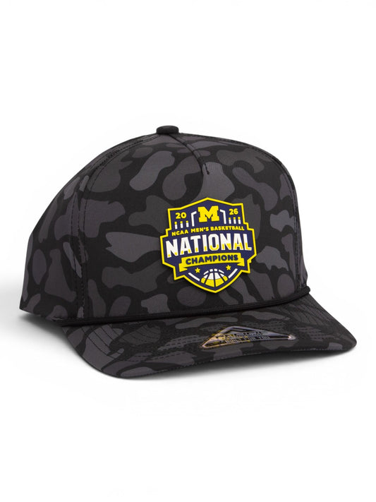 Michigan Wolverines 2026 Basketball National Champions 3D Duck Camo Rope Hat- Blackout