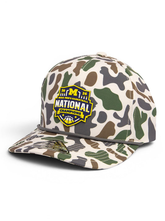 Michigan Wolverines 2026 Basketball National Champions 3D Duck Camo Rope Hat- Timberline