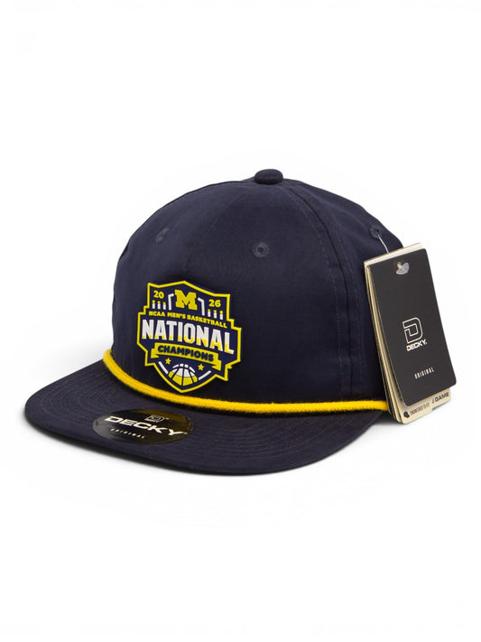 Michigan Wolverines 2026 Basketball National Champions 3D Rope Hat- Navy/ Gold
