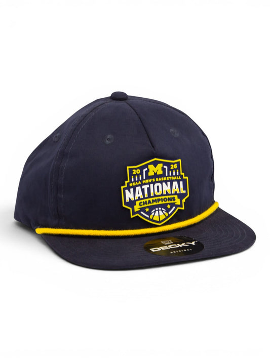 Michigan Wolverines 2026 Basketball National Champions 3D Rope Hat- Navy/ Gold