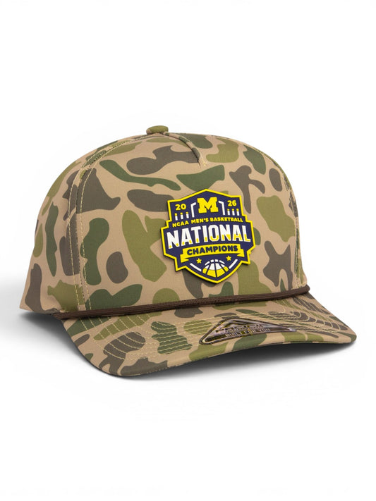 Michigan Wolverines 2026 Basketball National Champions 3D Duck Camo Rope Hat- Coastland