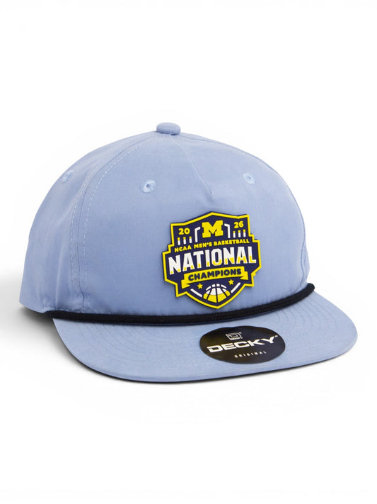 Michigan Wolverines 2026 Basketball National Champions 3D Classic Rope Hat- Sky/ Black