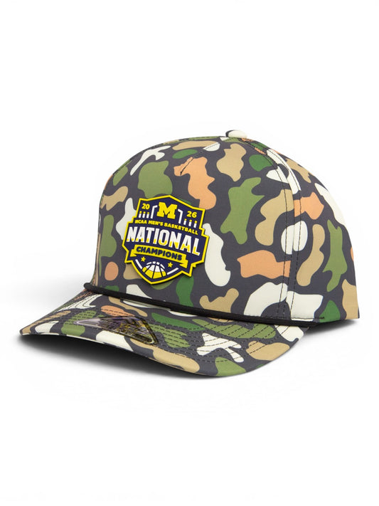 Michigan Wolverines 2026 Basketball National Champions 3D Duck Camo Rope Hat- Bayou