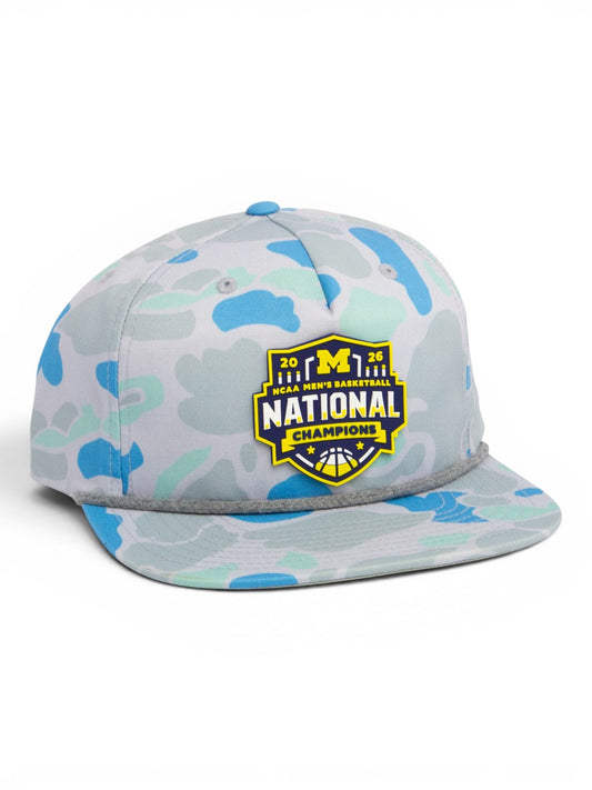 Michigan Wolverines 2026 Basketball National Champions 3D Umpqua Rope Hat- Saltwater Duck Camo/ Charcoal