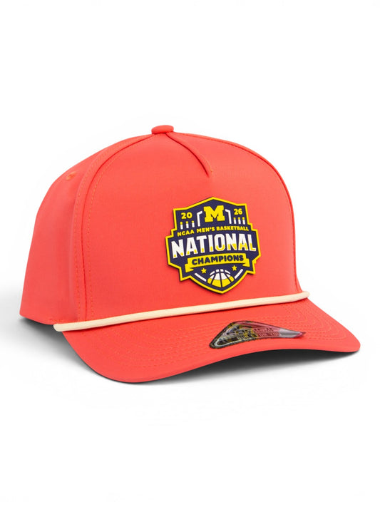 Michigan Wolverines 2026 Basketball National Champions 3D Weekender Rope Hat- Watermelon/ White