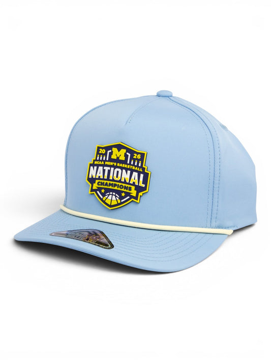 Michigan Wolverines 2026 Basketball National Champions 3D Weekender Rope Hat- Powder Blue/ White