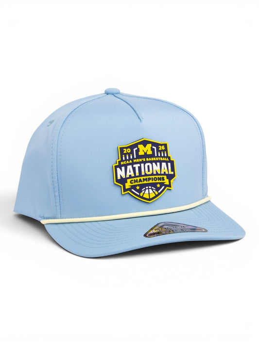 Michigan Wolverines 2026 Basketball National Champions 3D Weekender Rope Hat- Powder Blue/ White