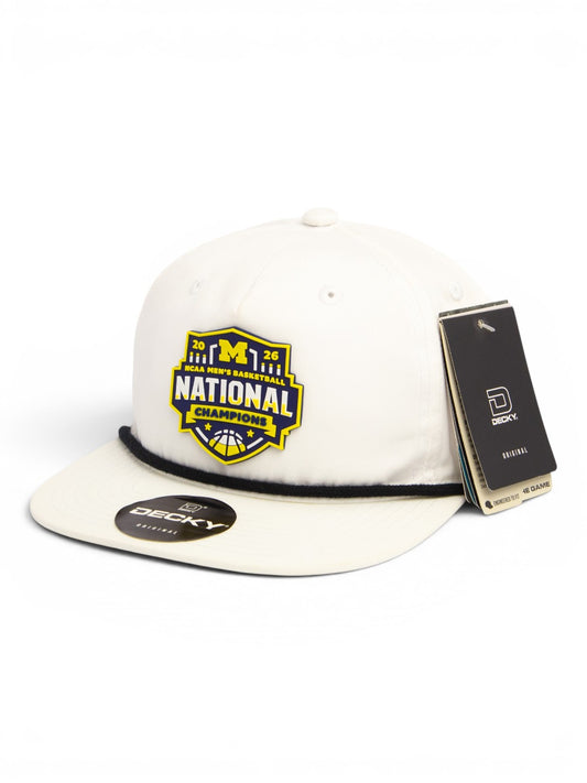 Michigan Wolverines 2026 Basketball National Champions 3D Classic Rope Hat- White/ Black