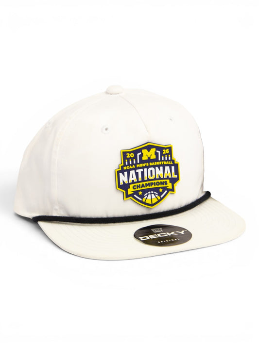 Michigan Wolverines 2026 Basketball National Champions 3D Classic Rope Hat- White/ Black