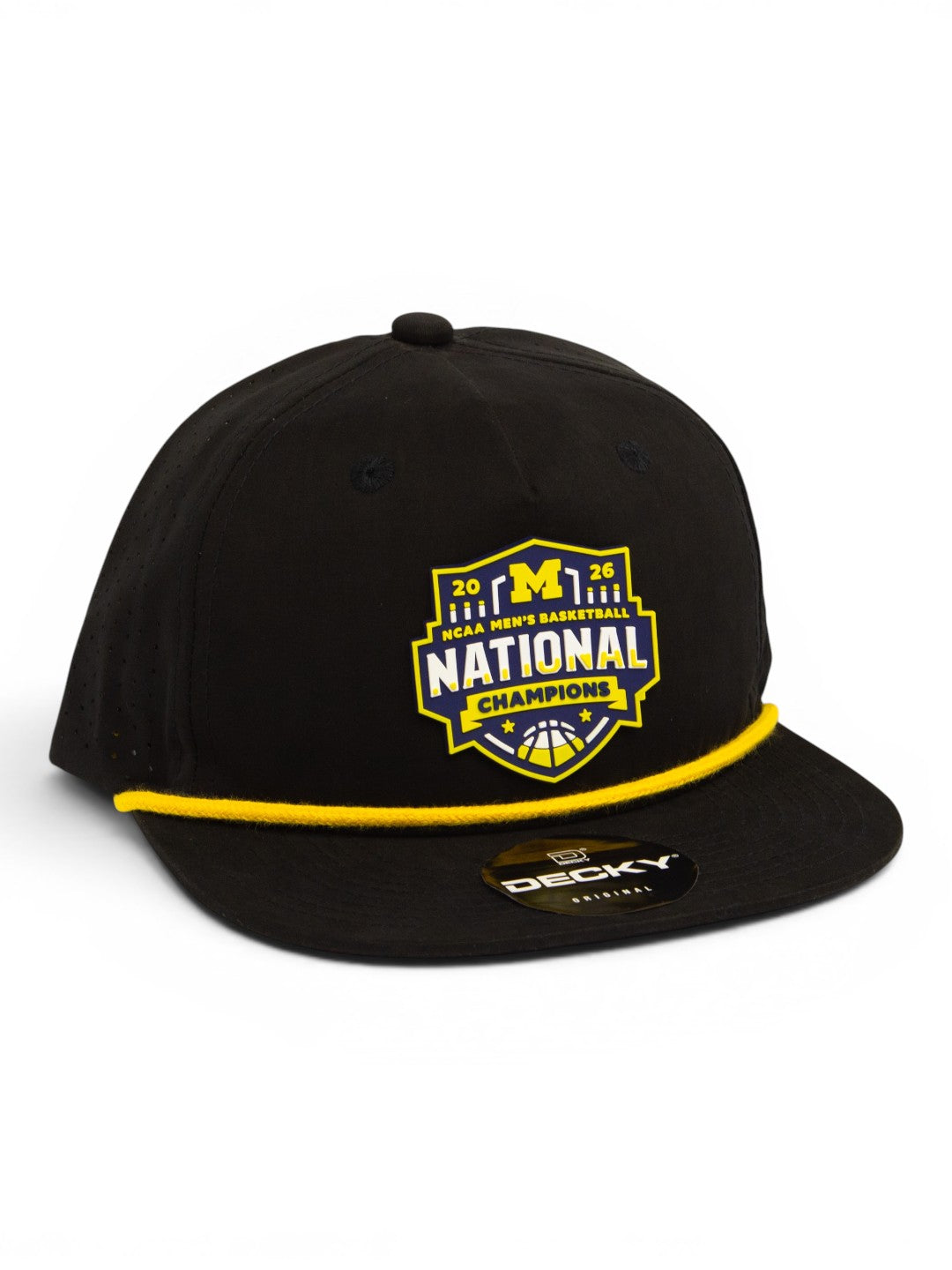 Michigan Wolverines 2026 Basketball National Champions 3D Perforated Rope Hat- Black/ Yellow
