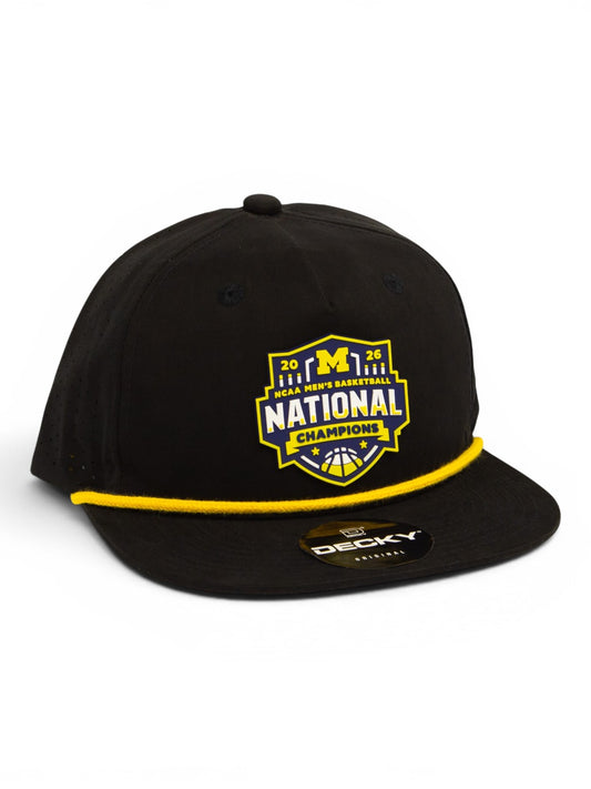Michigan Wolverines 2026 Basketball National Champions 3D Perforated Rope Hat- Black/ Yellow