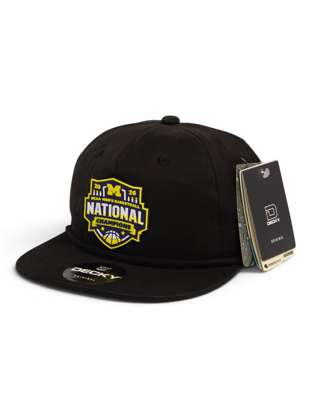 Michigan Wolverines 2026 Basketball National Champions 3D Perforated Rope Hat- Black