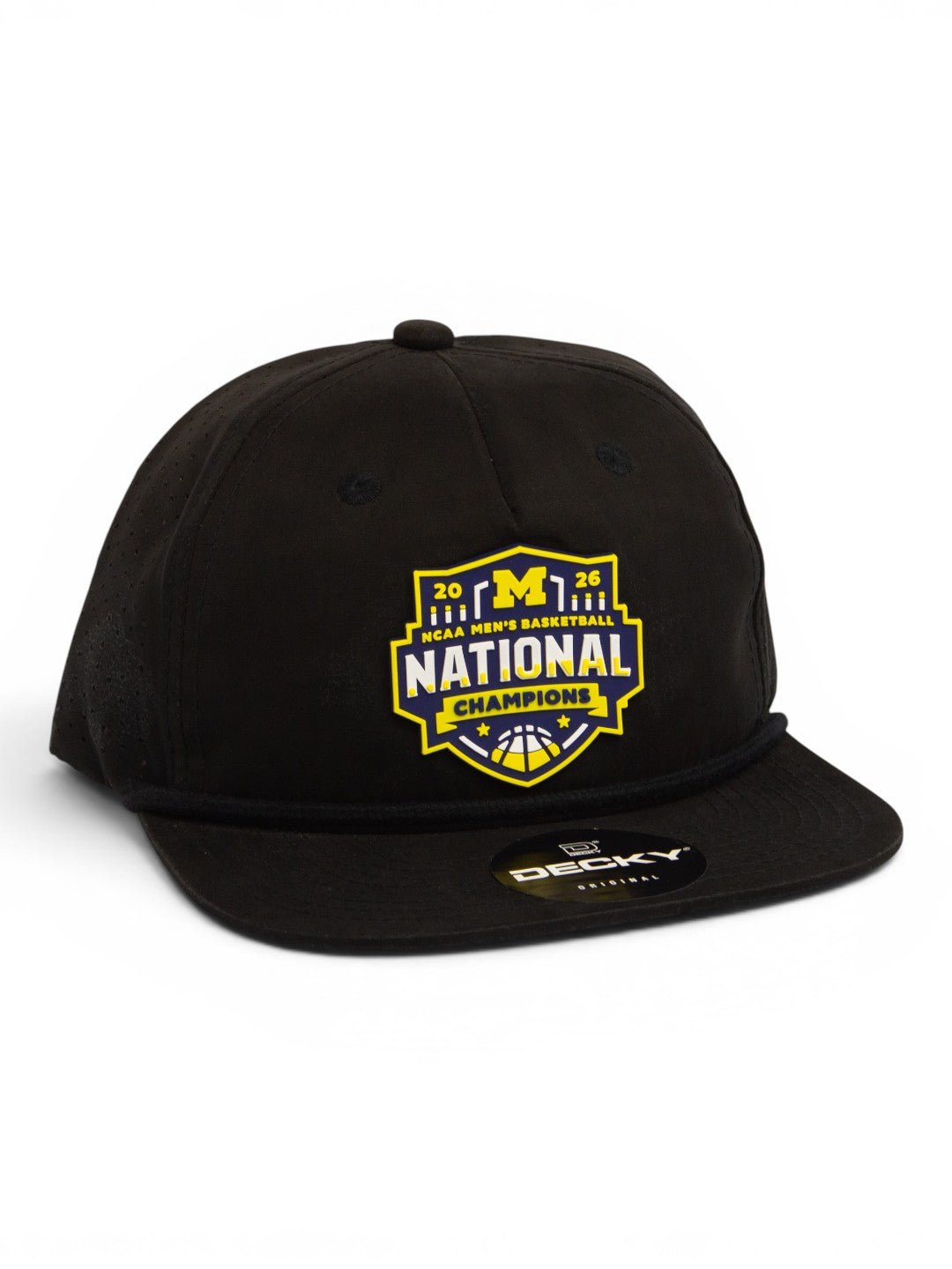 Michigan Wolverines 2026 Basketball National Champions 3D Perforated Rope Hat- Black