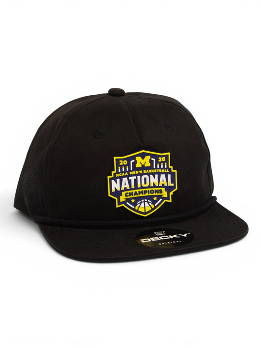 Michigan Wolverines 2026 Basketball National Champions 3D Perforated Rope Hat- Black