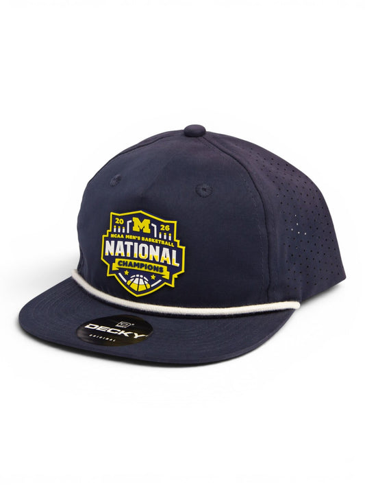 Michigan Wolverines 2026 Basketball National Champions 3D Perforated Rope Hat- Navy/ White
