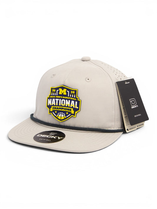Michigan Wolverines 2026 Basketball National Champions 3D Perforated Rope Hat- Grey/ Charcoal