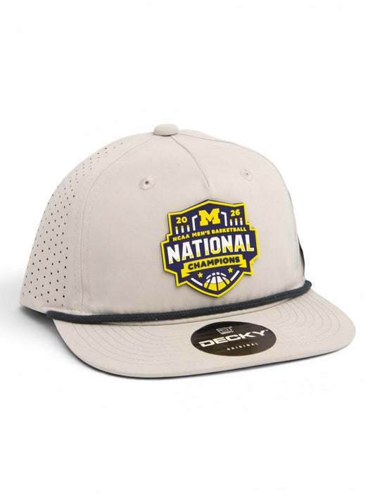 Michigan Wolverines 2026 Basketball National Champions 3D Perforated Rope Hat- Grey/ Charcoal