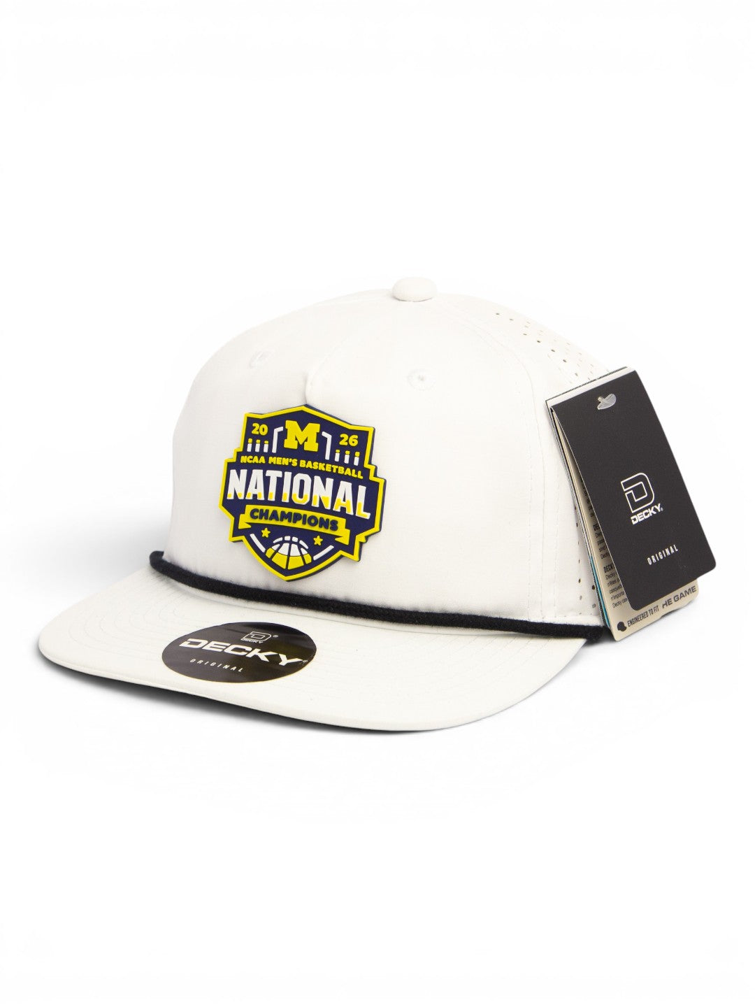 Michigan Wolverines 2026 Basketball National Champions 3D Perforated Rope Hat- White/ Black