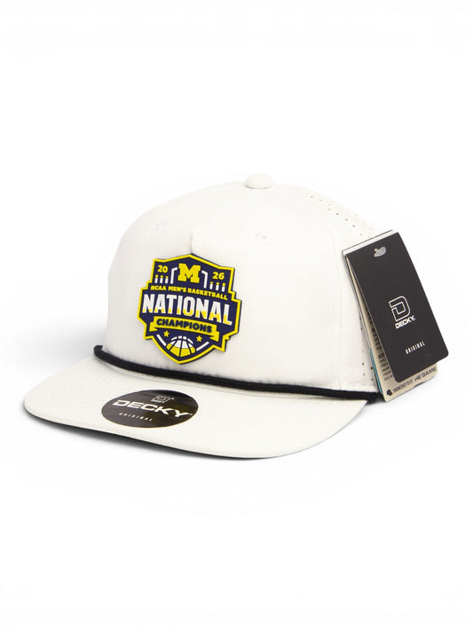 Michigan Wolverines 2026 Basketball National Champions 3D Perforated Rope Hat- White/ Black