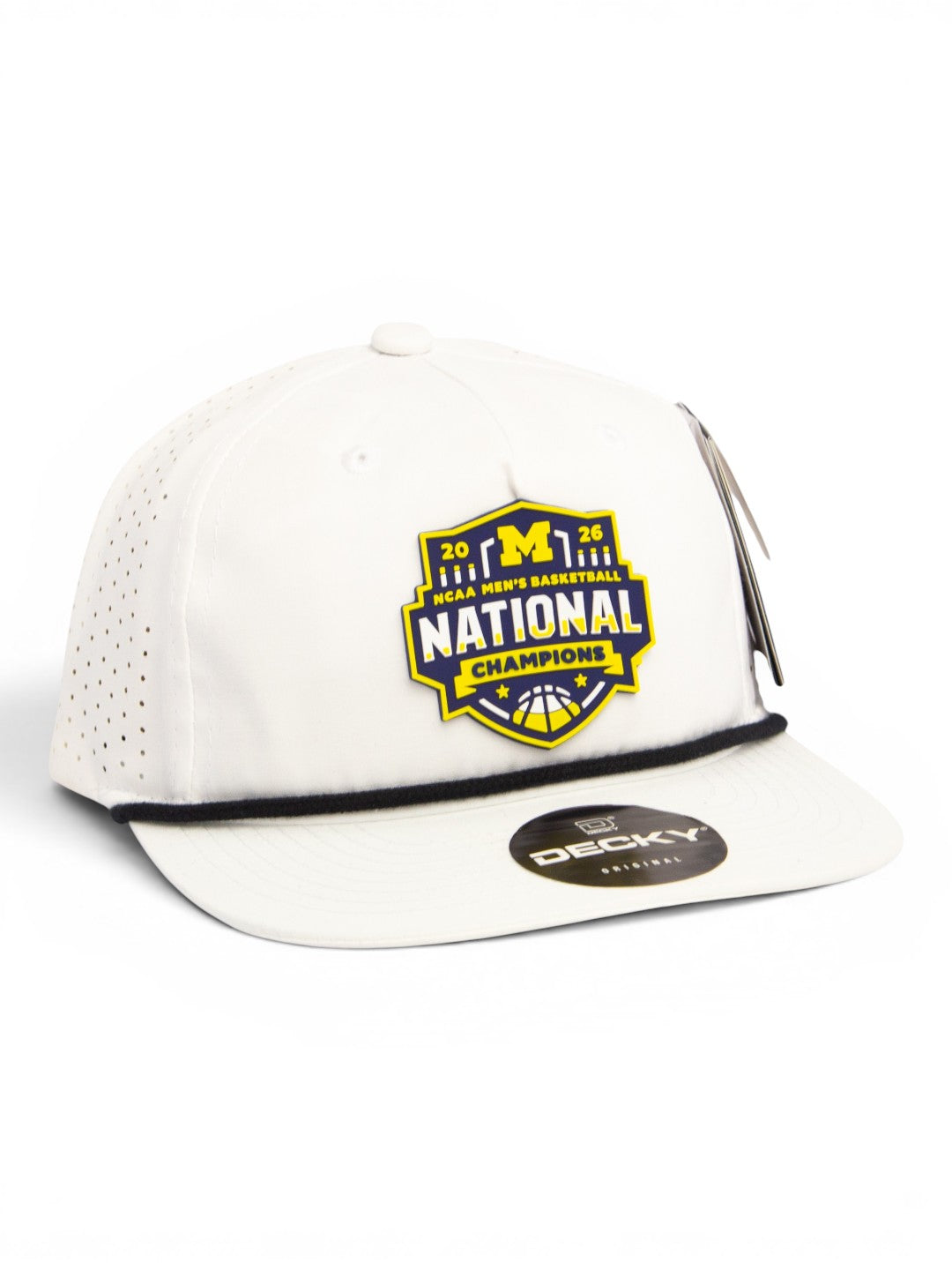 Michigan Wolverines 2026 Basketball National Champions 3D Perforated Rope Hat- White/ Black