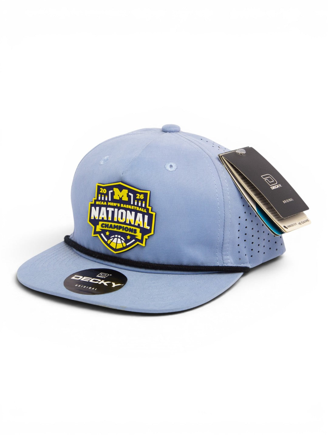 Michigan Wolverines 2026 Basketball National Champions 3D Perforated Rope Hat- Sky/ Black