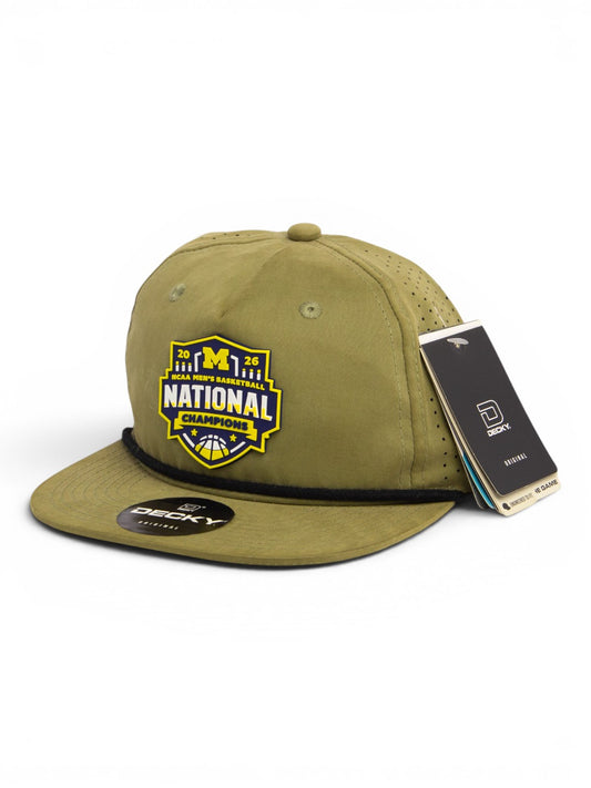 Michigan Wolverines 2026 Basketball National Champions 3D Perforated Rope Hat- Loden/ Black