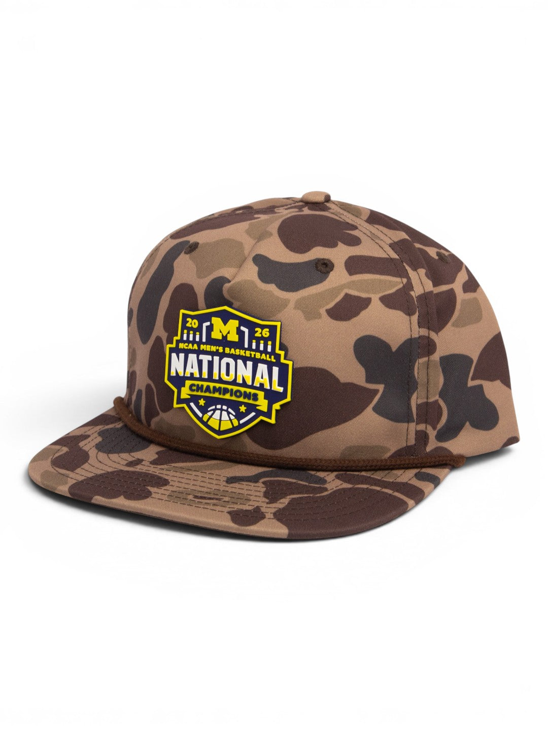Michigan Wolverines 2026 Basketball National Champions 3D Umpqua Rope Hat- Bark Duck Camo/ Brown