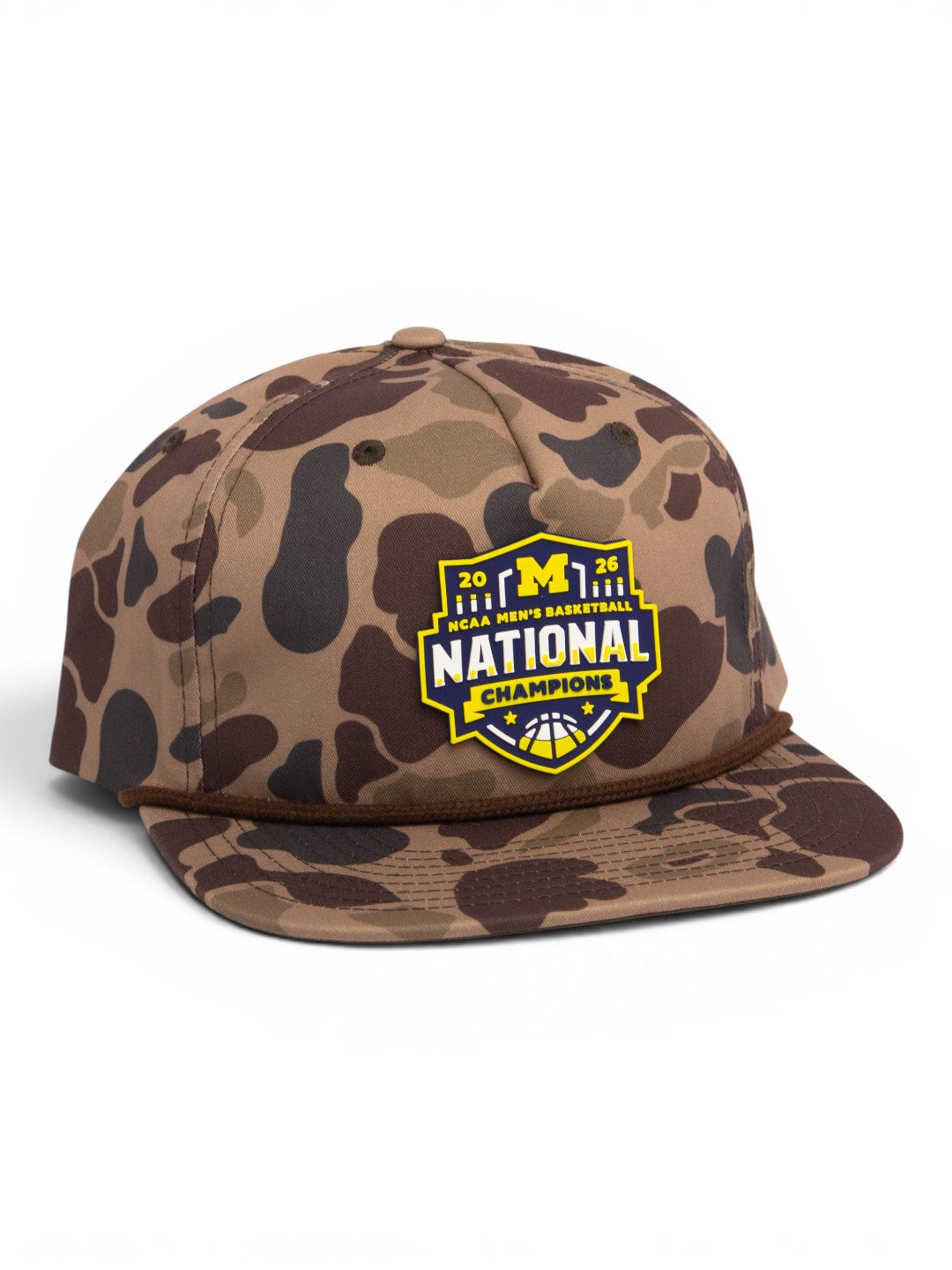 Michigan Wolverines 2026 Basketball National Champions 3D Umpqua Rope Hat- Bark Duck Camo/ Brown