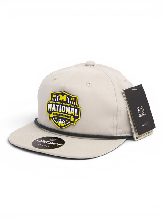 Michigan Wolverines 2026 Basketball National Champions 3D Classic Rope Hat- Grey/ Charcoal