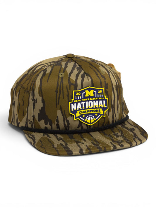 Michigan Wolverines 2026 Basketball National Champions 3D Umpqua Rope Hat- Mossy Oak Bottomland/ Black