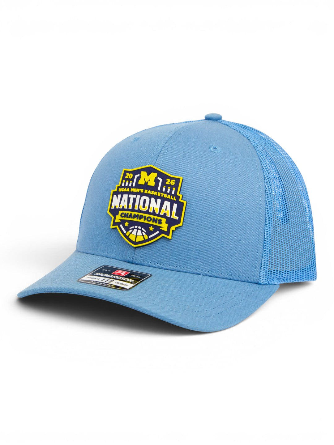 Michigan Wolverines 2026 Basketball National Champions 3D Snapback Trucker Hat- Columbia Blue