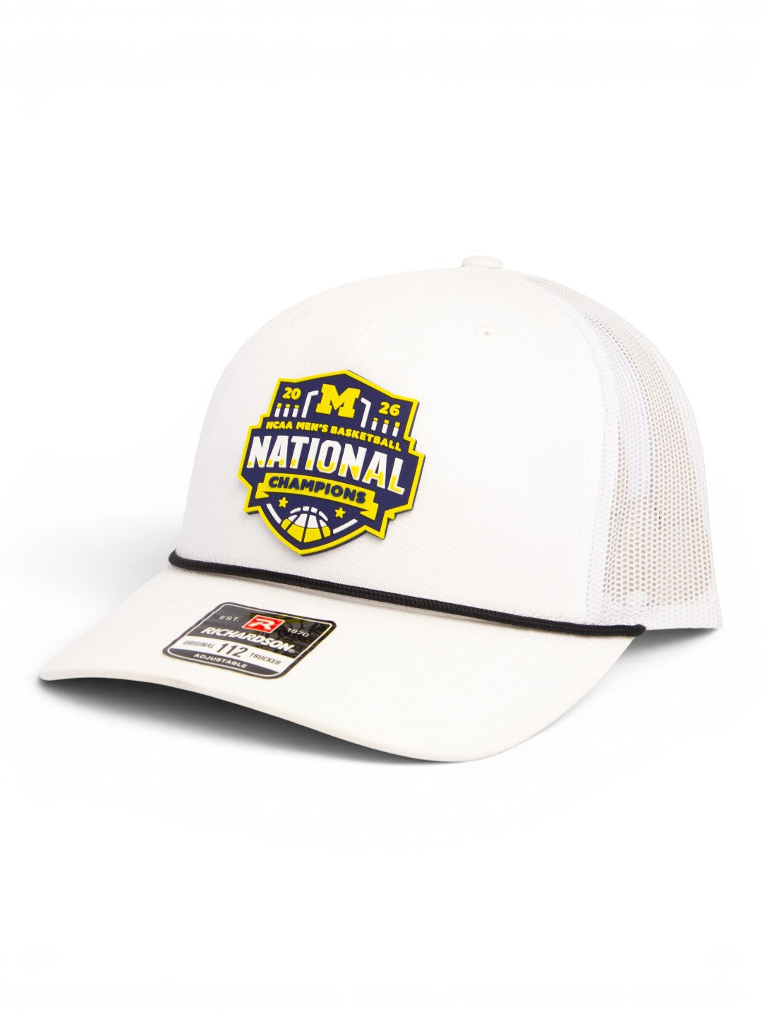 Michigan Wolverines 2026 Basketball National Champions 3D Snapback Trucker Rope Hat- White/ Black