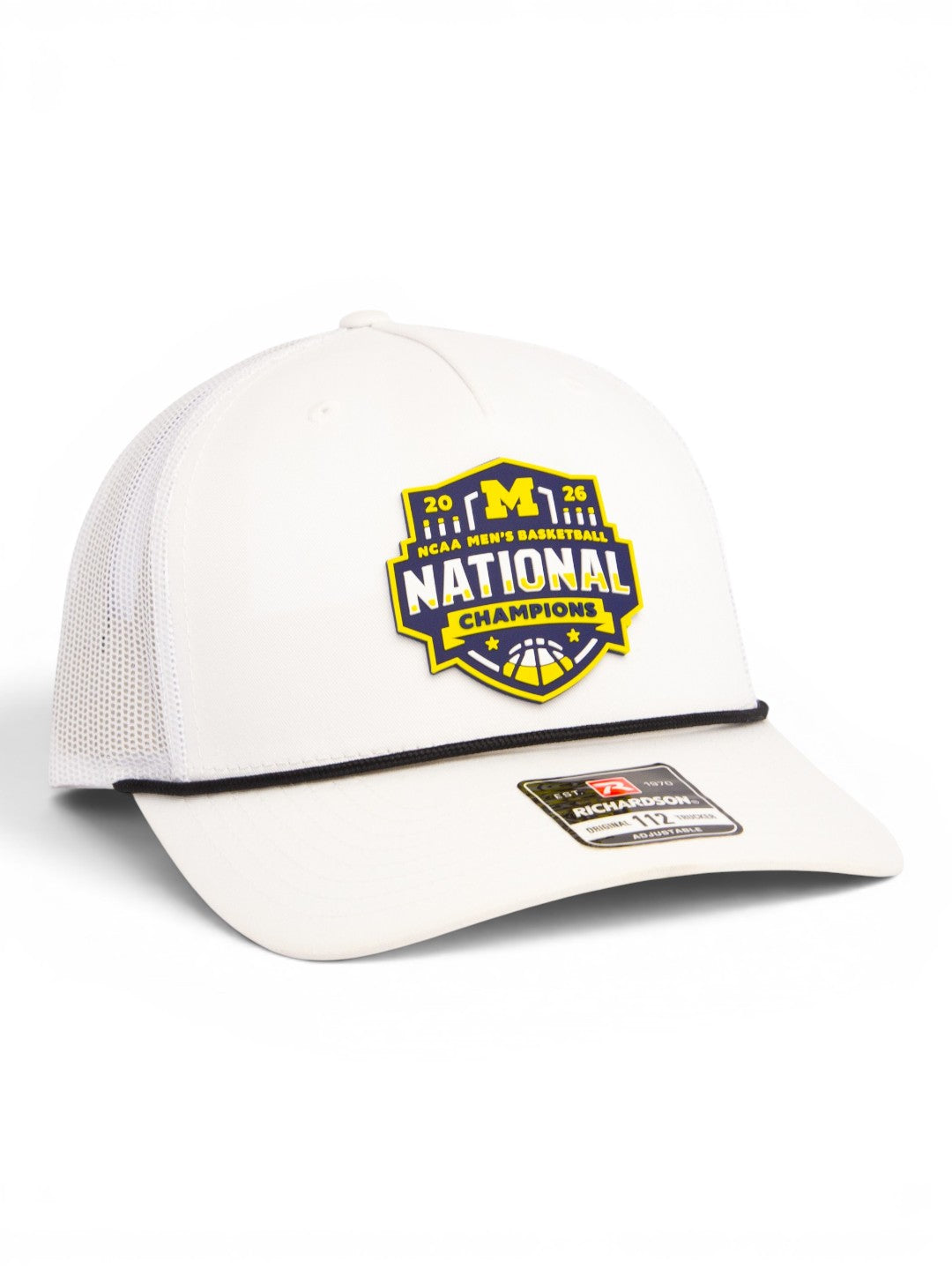 Michigan Wolverines 2026 Basketball National Champions 3D Snapback Trucker Rope Hat- White/ Black