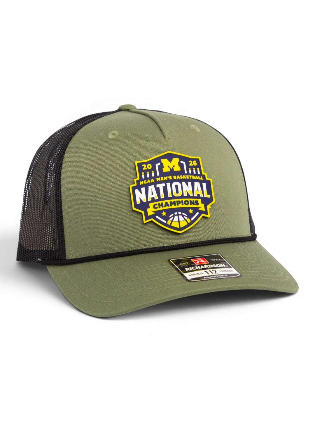 Michigan Wolverines 2026 Basketball National Champions 3D Snapback Trucker Rope Hat- Loden/ Black