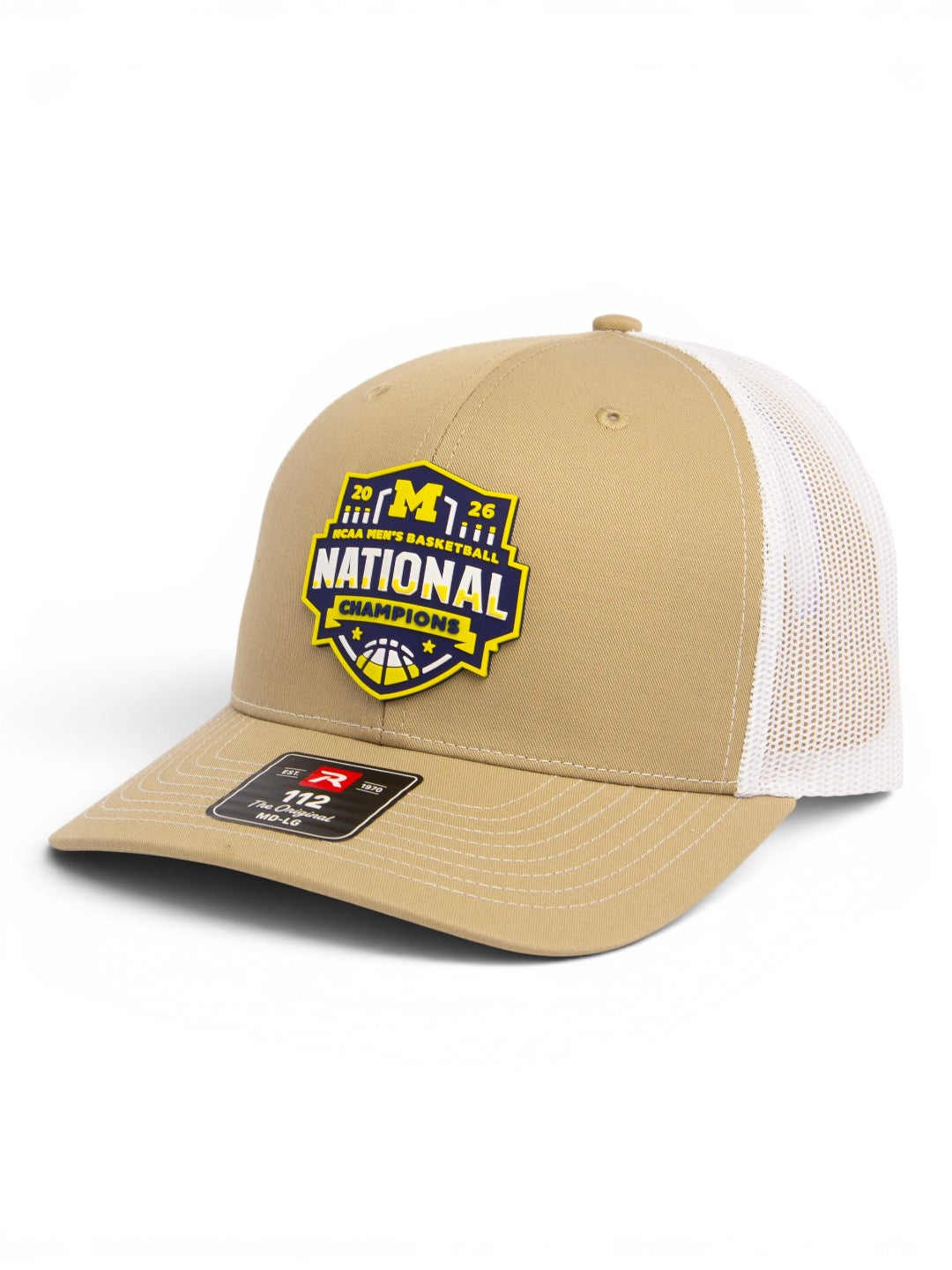 Michigan Wolverines 2026 Basketball National Champions 3D Snapback Trucker Hat- Tan/ White