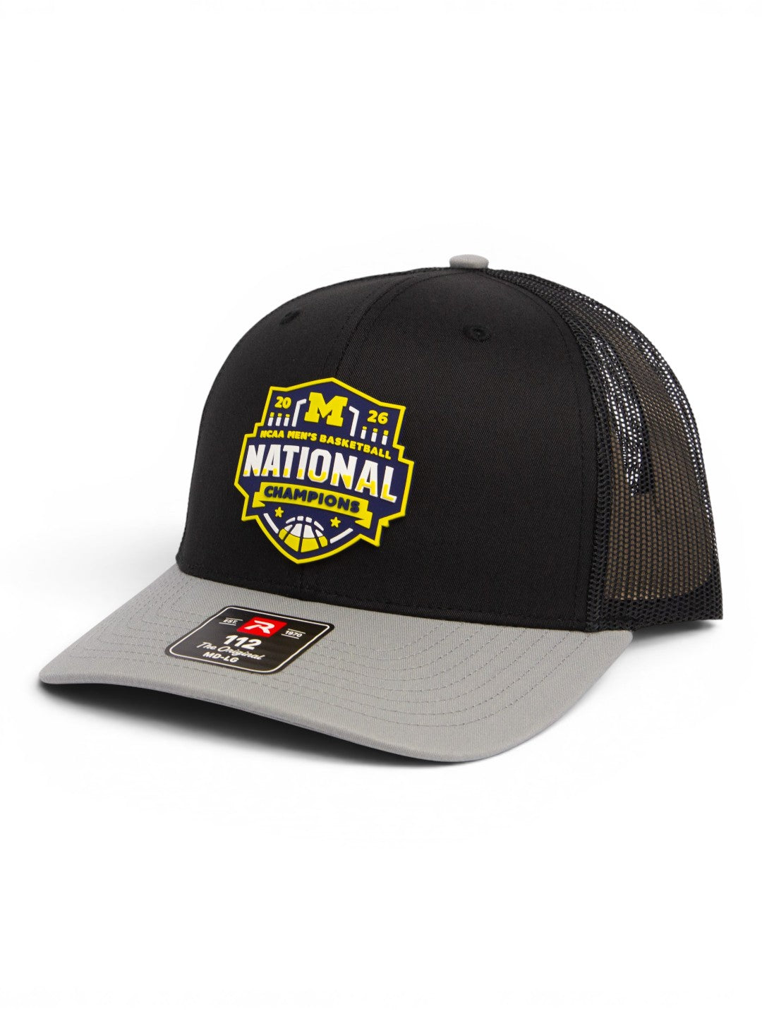 Michigan Wolverines 2026 Basketball National Champions 3D Snapback Trucker Hat- Black Combo/ Light Grey