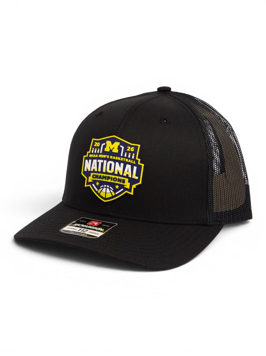 Michigan Wolverines 2026 Basketball National Champions 3D Snapback Trucker Hat- Black