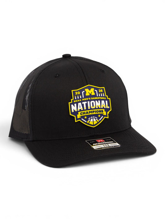 Michigan Wolverines 2026 Basketball National Champions 3D Snapback Trucker Hat- Black